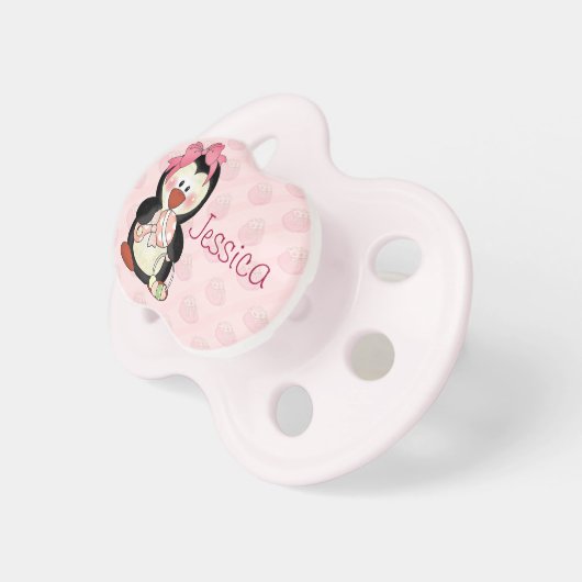 Baby Girl Penguin to Personalize Pacifier (Front Right)