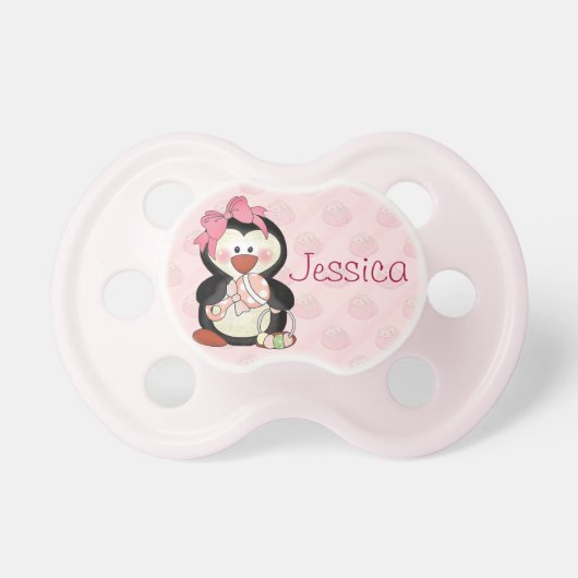 Baby Girl Penguin to Personalize Pacifier (Front)