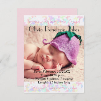 Baby girl personalized photo announcement