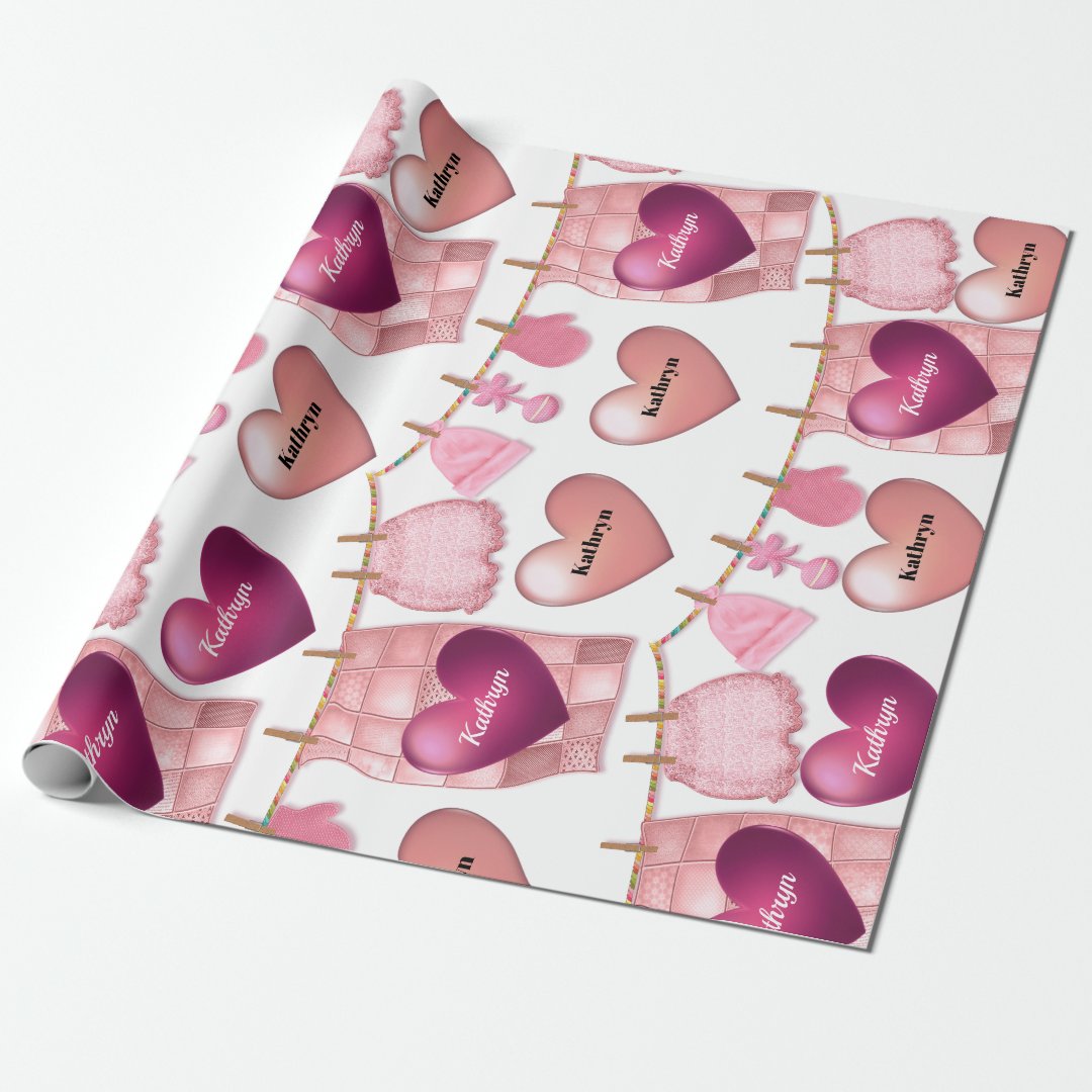 Baby Girl Personalized Wrapping Paper Zazzle