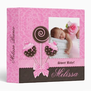Baby Girl Photo Album Cute Cake Pops Binder by BabyDelights at Zazzle