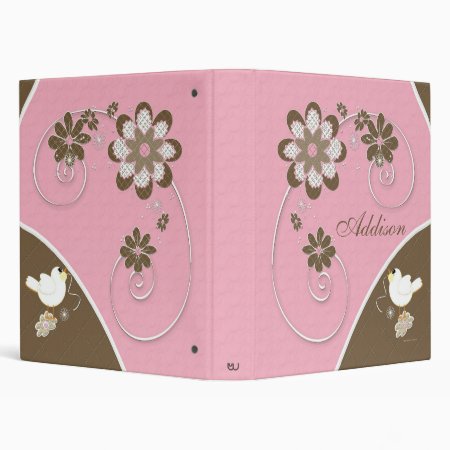 Baby Girl Photo Album In Pink And Brown Binder