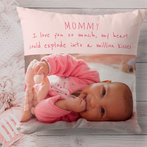 Baby Girl Photo and Adorable Message to Mom Throw Pillow