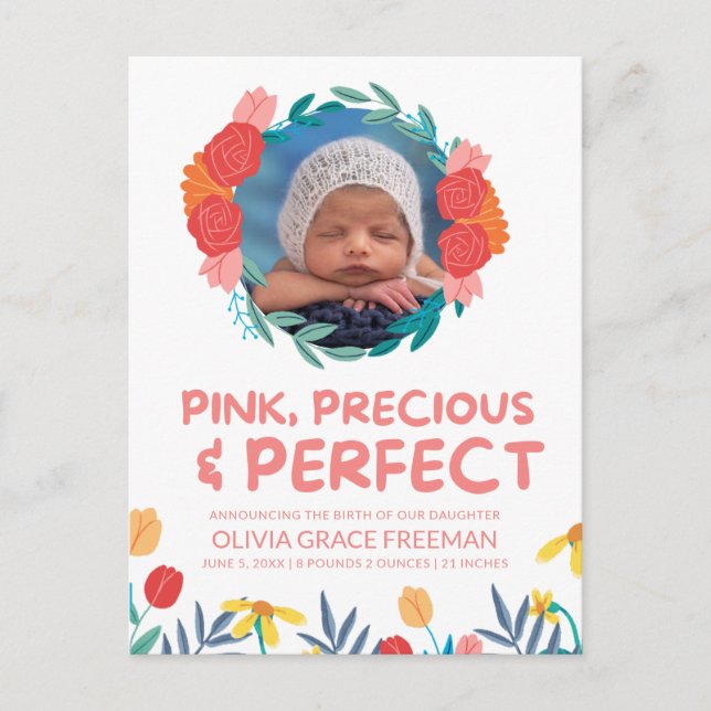 Baby Girl Photo Birth Announcement (Front)