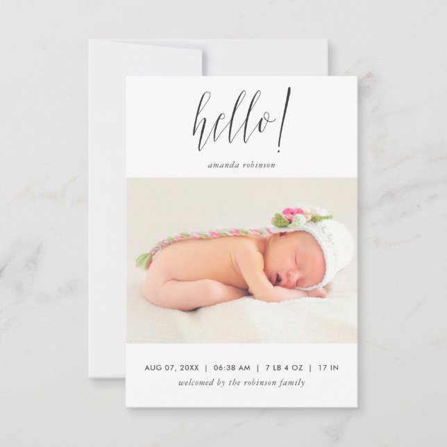 Baby Girl Photo Birth Announcement (Front)