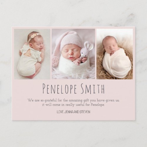 baby girl photo birth announcement card baby pink