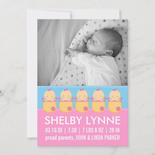 Baby Girl Photo Card Birth Announcements