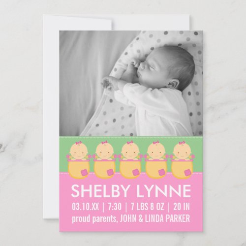 Baby Girl Photo Card Birth Announcements