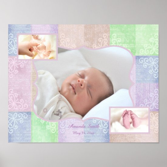 Baby Girl Photo Collage Poster