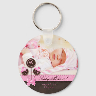 Baby Girl Photo Key Chain Cake Pops Pink