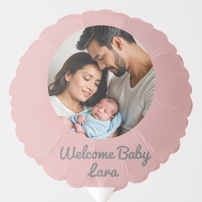 baby girl photo name custom Baby  Balloon (Front)