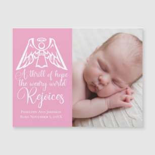 Baby Girl Photo Pink Angel Christmas Magnetic Card