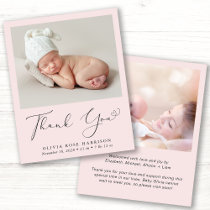 Baby Girl Photo Pink Thank You Birth Announcement