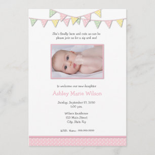 Baby Girl Photo Sip and See Invitation