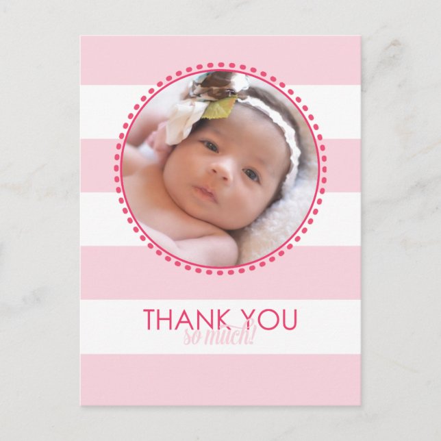 Baby Girl Photo Thank You Card - 4.25 x 5.6 (Front)