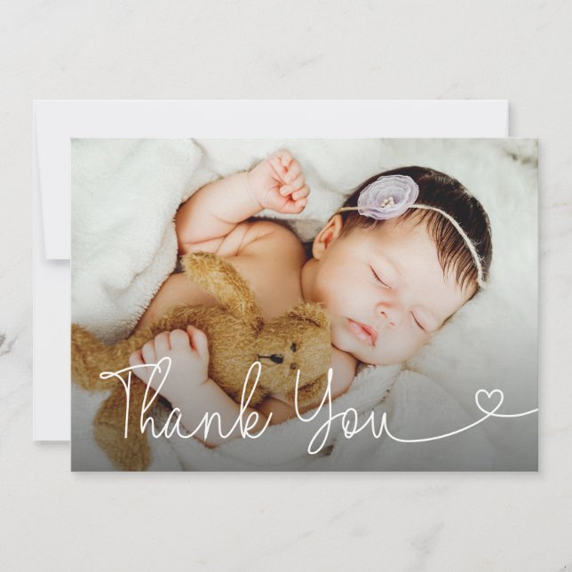 Baby Girl Photo thank you heart script shower (Front)