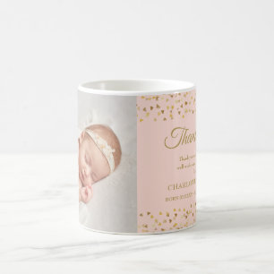 Baby Girl Photo Thank You Pink Birth Announcement Coffee Mug
