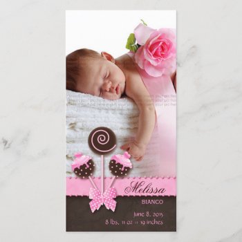 Baby Girl Photocard Announcement Cake Pops Pink by BabyDelights at Zazzle