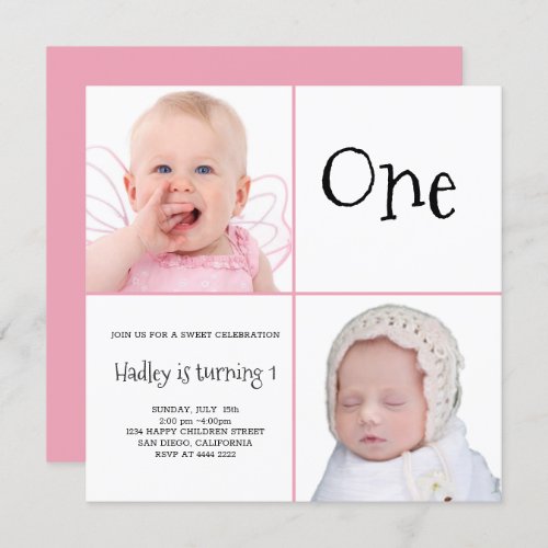 Baby Girl Photos nonpareils candy Invitation