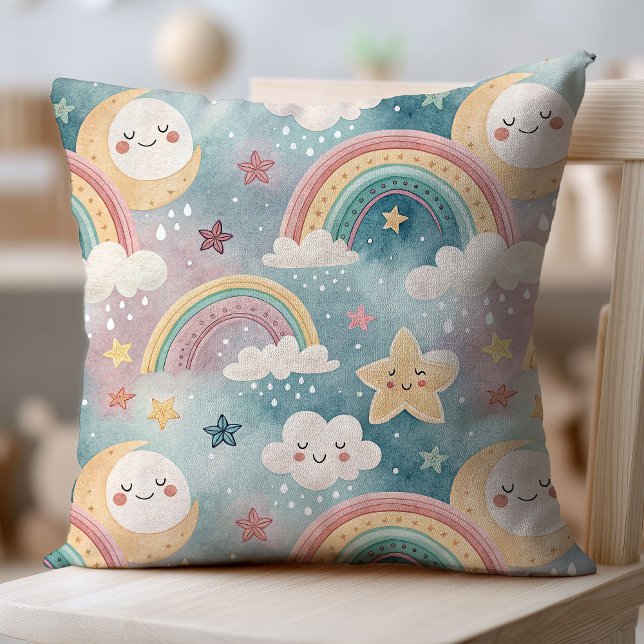 Baby Girl Pillow Pastel Rainbows for Her Nursery (Baby Girl Pillow Pastel Rainbows for Her Nursery)