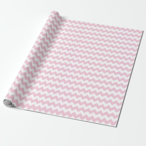 Baby Girl Pink and White Zigzag Chevron Stripes Wrapping Paper