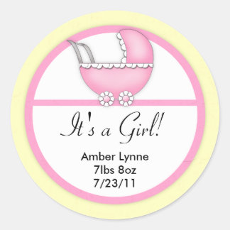 Baby Girl Pink Baby Stroller Customizable Stickers