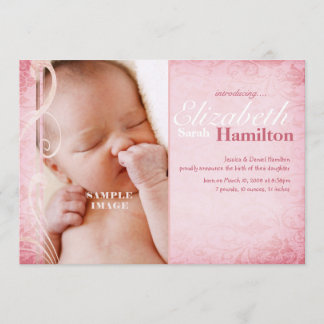 Baby Girl Pink Birth Announcement