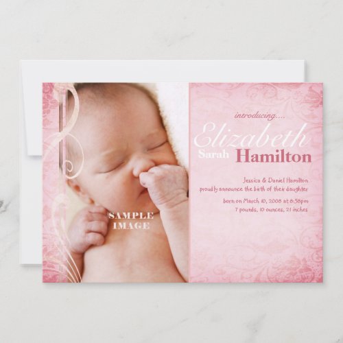 Baby Girl Pink Birth Announcement