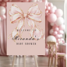 Baby Girl Pink Bow Baby Shower Invitation
