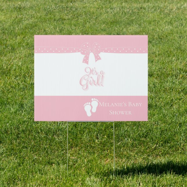 Baby Girl Pink Bows & Little Feet Custom Sign (Insitu)
