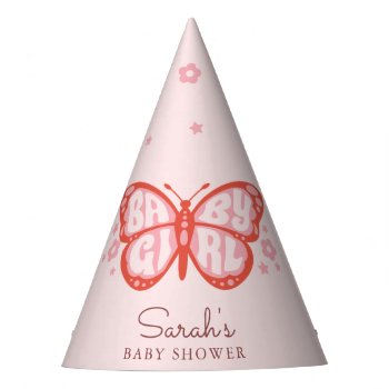 Baby Girl Pink Butterfly Baby Gift Shower Party Hat by splendidsummer at Zazzle