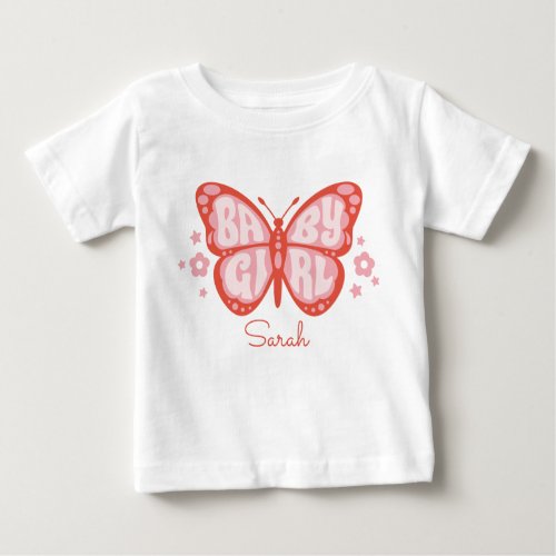 Baby Girl Pink Butterfly Baby Shower Baby Bodysuit