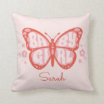 Baby Girl Pink Butterfly Baby Shower Baby  Throw Pillow<br><div class="desc">Baby Girl Pink Butterfly Baby Shower Baby Throw Pillow</div>