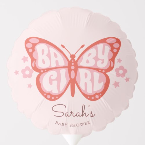 Baby Girl Pink Butterfly Baby Shower Balloon