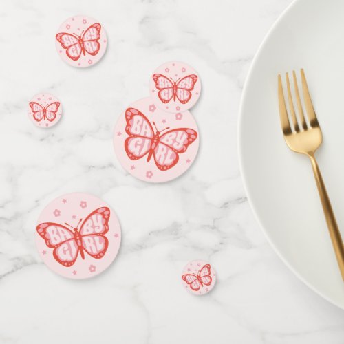 Baby Girl Pink Butterfly Baby Shower  Confetti
