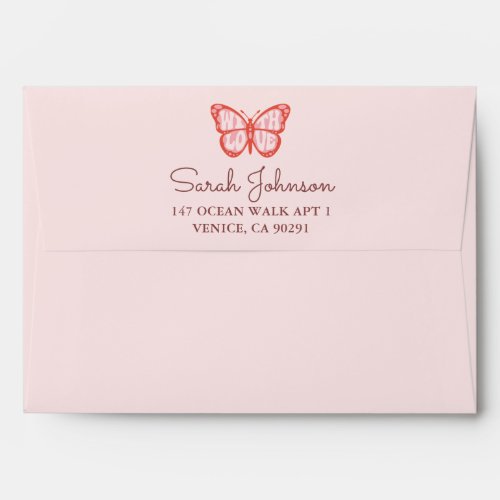 Baby Girl Pink Butterfly Baby Shower Envelope