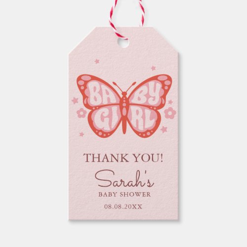 Baby Girl Pink Butterfly Baby Shower  Gift Tags