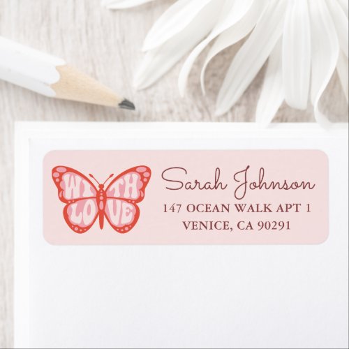 Baby Girl Pink Butterfly Baby Shower Label