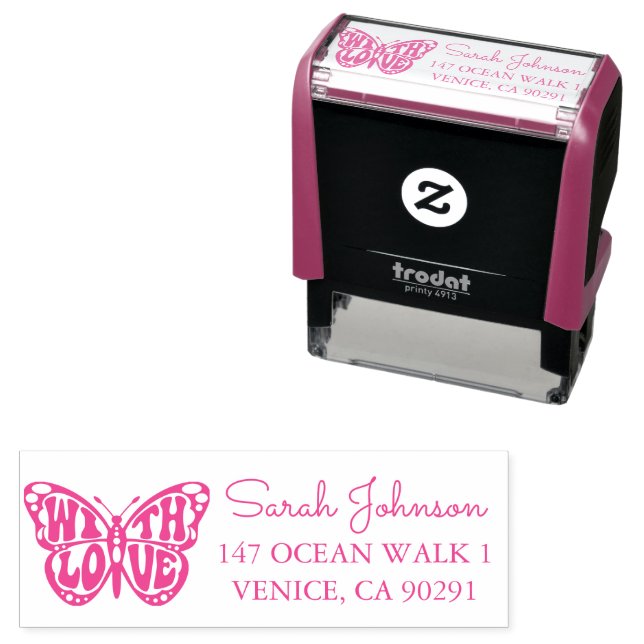 Baby Girl Pink Butterfly Baby Shower  Self-inking  Stamp (In Situ)