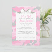 Baby Girl Pink Camo Shower Party Invite (Standing Front)
