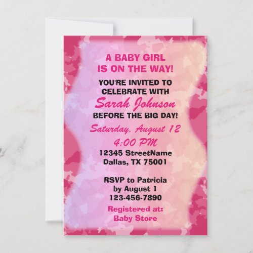 Baby Girl _ Pink Camo Themed Baby Shower Invite