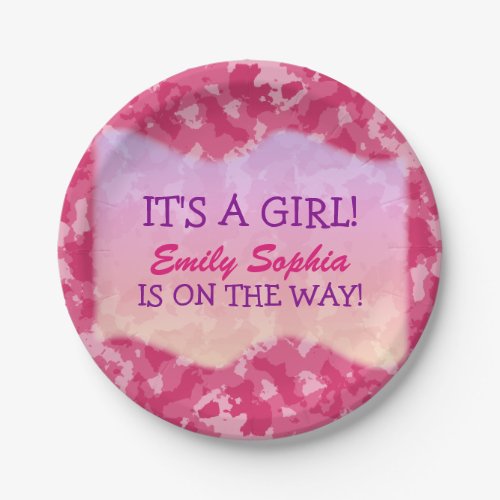 Baby Girl _ Pink Camo Themed Baby Shower Paper Plates