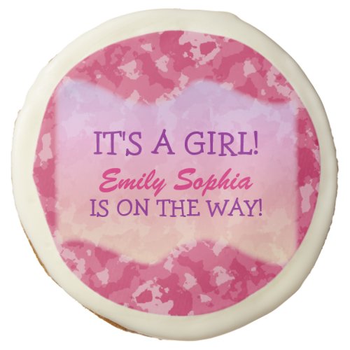 Baby Girl _ Pink Camo Themed Baby Shower Sugar Cookie