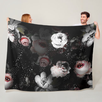 Baby Girl Pink & Charcoal Victorian Rose Pattern Fleece Blanket