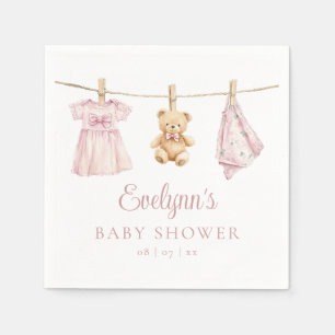 Baby Girl Pink Clothesline Baby Shower Napkins