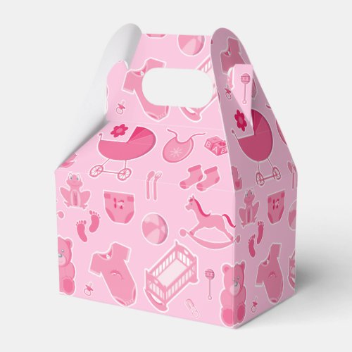 Baby Girl Pink Collage Pattern Favor Boxes