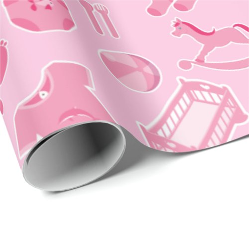Baby Girl Pink Collage Wrapping Paper