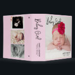 Baby Girl Pink Custom Photo Memories birth stats 3 Ring Binder<br><div class="desc">My first born (now 8 years old) found her album the other day and it inspired me to create this. With a lot of our memories saved on my phone having a physical binder or album which your child can flip through is such a special experience. They feel so loved...</div>