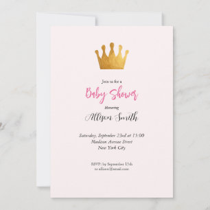 Baby Girl Pink Fairy Castle Princess Baby Shower Invitation