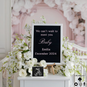 Baby girl pink floral  pregnancy announcements